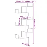 fehér szerelt fa fali sarokpolc 45 x 45 x 147 cm