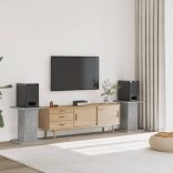 2 db betonszürke szerelt fa hangszóróállvány 30 x 30 x 60 cm