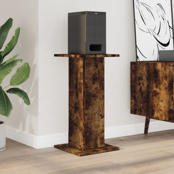 2 db füstös tölgy színű szerelt fa hangszóróállvány 30x30x60 cm