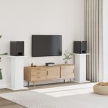 2 db fehér szerelt fa hangszóróállvány 30 x 30 x 80 cm