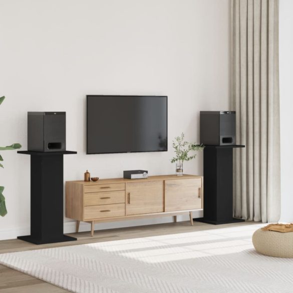 2 db fekete szerelt fa hangszóróállvány 30 x 30 x 80 cm