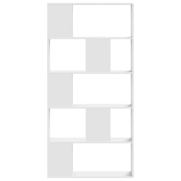 5-szintes fehér szerelt fa könyvespolc 80,5 x 23,5 x 162,5 cm