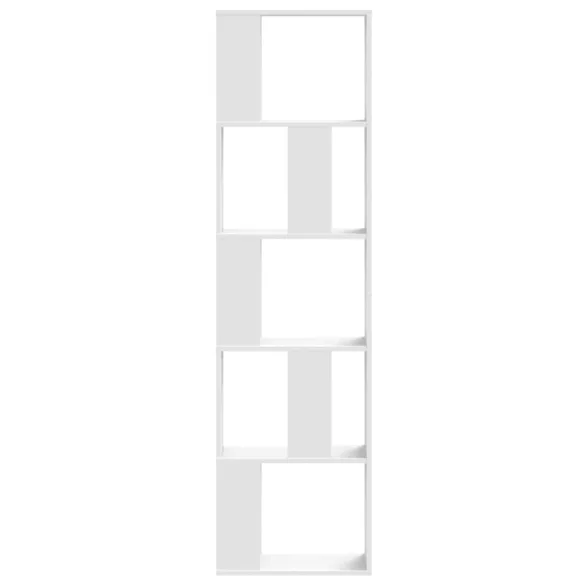 5 szintes fehér szerelt fa könyvespolc 45 x 23,5 x 162,5 cm