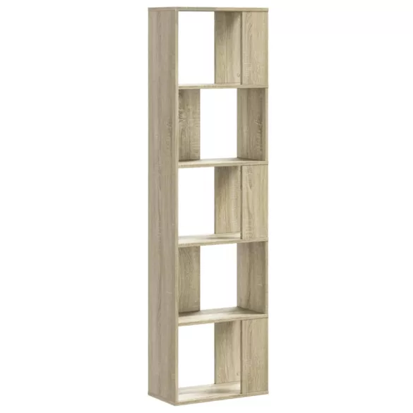 5 szintes sonoma tölgy szerelt fa könyvespolc 45x23,5x162,5 cm