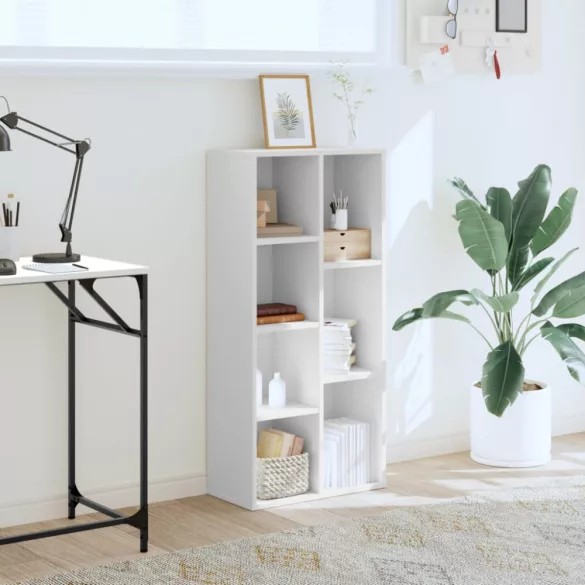 fehér szerelt fa könyvespolc 50 x 25 x 105 cm