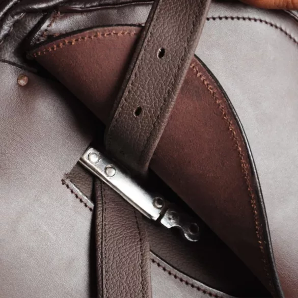 Lovaglás Nyereg Készlet 17,5 Valódi Bőr Barna 12 cm 5-az-1- be"