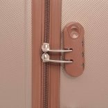 4 darabos, pezsgőszínű, kemény fedeles, görgős bőrönd szett