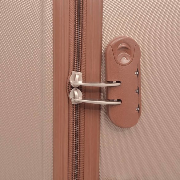 4 darabos, pezsgőszínű, kemény fedeles, görgős bőrönd szett