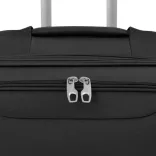 3 darabos, fekete, puha falú görgős bőrönd szett