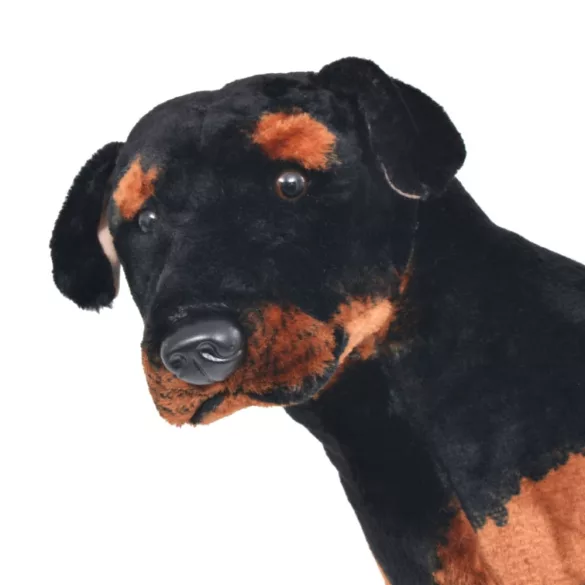 fekete és barna álló rottweiler kutya plüssjáték XXL