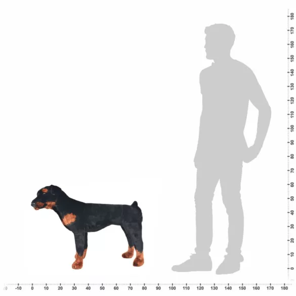 fekete és barna álló rottweiler kutya plüssjáték XXL