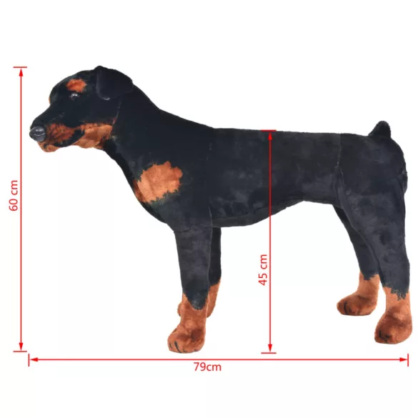 fekete és barna álló rottweiler kutya plüssjáték XXL