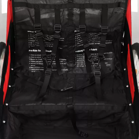 2 az 1-ben fekete és piros kerékpár-utánfutó és babakocsi