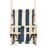 kék fa és pamut babahinta biztonsági övvel