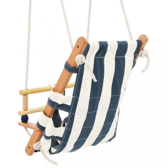 kék fa és pamut babahinta biztonsági övvel