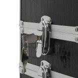 fekete alumínium sminkbőrönd krokodilbőr mintával