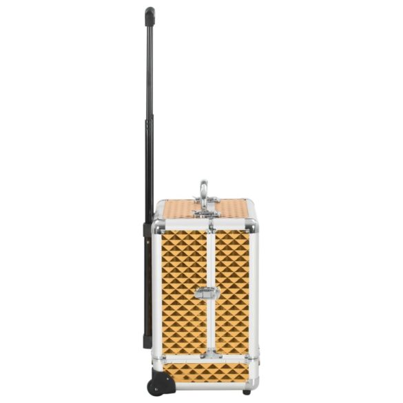 aranyszínű alumínium sminkbőrönd 35 x 29 x 45 cm