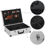 ezüstszínű alumínium szerszámosláda 46 x 33 x 16 cm