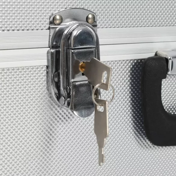 ezüstszínű alumínium szerszámos táska 38 x 22,5 x 34 cm