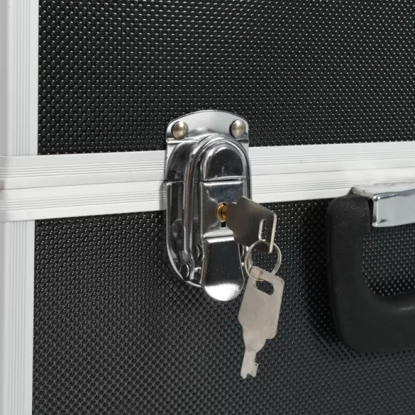 fekete alumínium szerszámosláda 38 x 22,5 x 34 cm