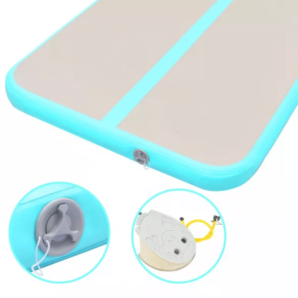 zöld PVC felfújható tornaszőnyeg pumpával 300 x 100 x 10 cm