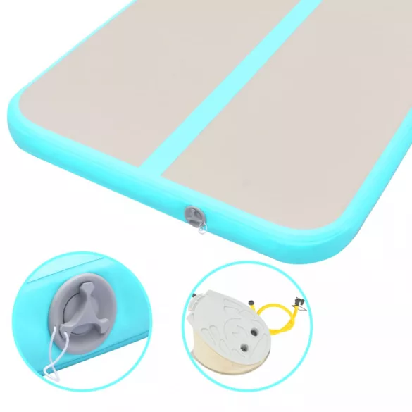zöld PVC felfújható tornaszőnyeg pumpával 500 x 100 x 10 cm