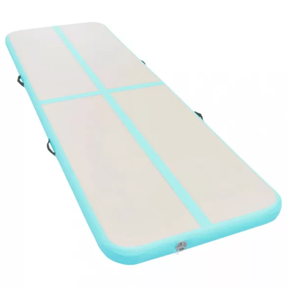 zöld PVC felfújható tornaszőnyeg pumpával 600 x 100 x 10 cm