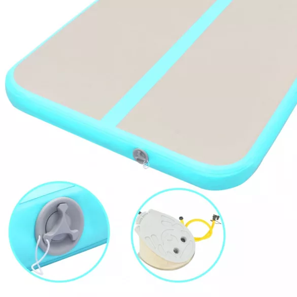 zöld PVC felfújható tornaszőnyeg pumpával 700 x 100 x 10 cm