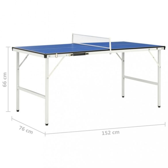 1,5 méteres kék pingpongasztal hálóval 152 x 76 x 66 cm