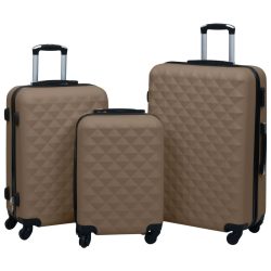 3 db barna ABS keményfalú gurulós bőrönd