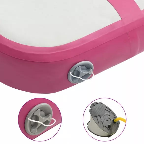 rózsaszín PVC felfújható tornamatrac pumpával 60 x 100 x 10 cm