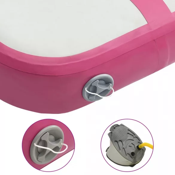 rózsaszínű PVC felfújható tornamatrac pumpával 60 x 100 x 15 cm