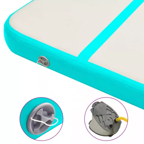 zöld PVC felfújható tornamatrac pumpával 800 x 100 x 15 cm