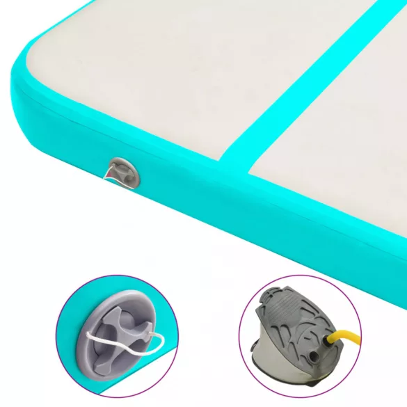 zöld PVC felfújható tornamatrac pumpával 700 x 100 x 20 cm