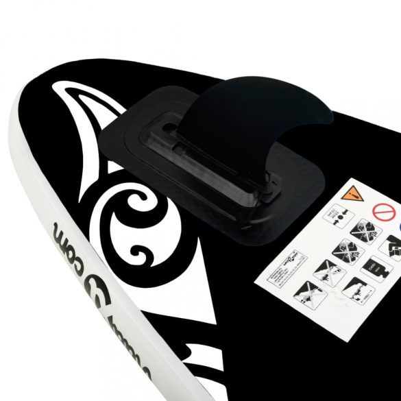 fekete felfújható állószörfszett 305 x 76 x 15 cm