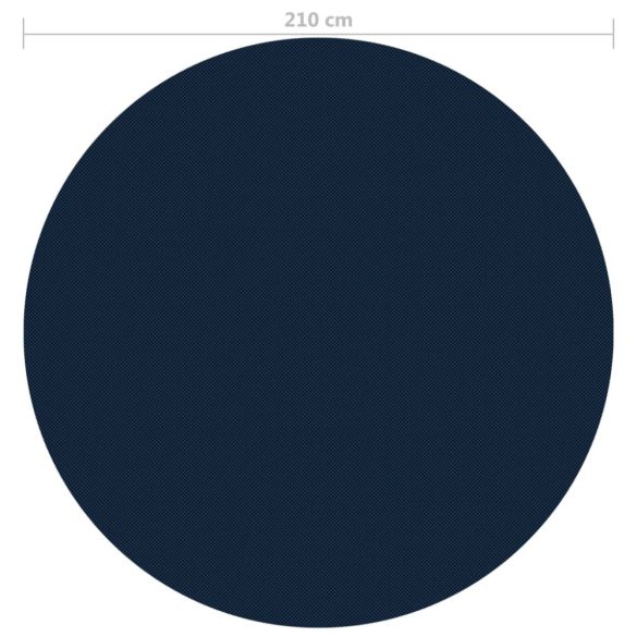 fekete és kék napelemes lebegő PE medencefólia 210 cm