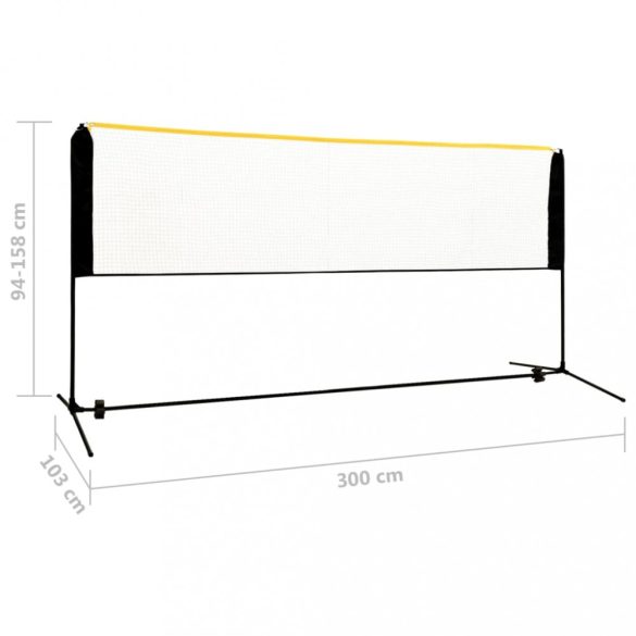 fém állítható tollaslabdaháló 300 x 103 x 94-158 cm