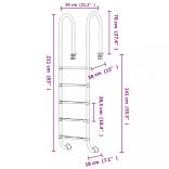 304-es rozsdamentes acél medencelétra 54 x 38 x 211 cm