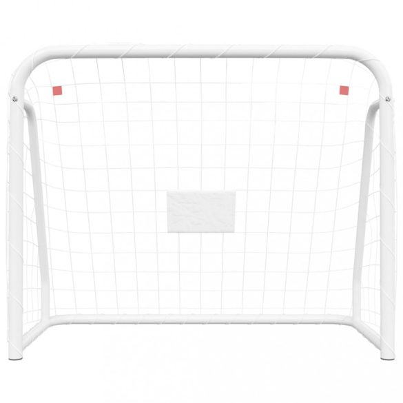 fehér acél és poliészter focikapu hálóval 125 x 96 x 60 cm
