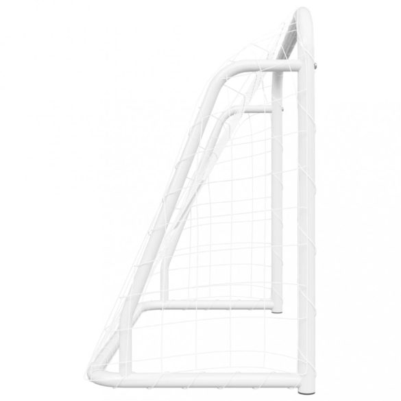 fehér acél és poliészter focikapu hálóval 125 x 96 x 60 cm