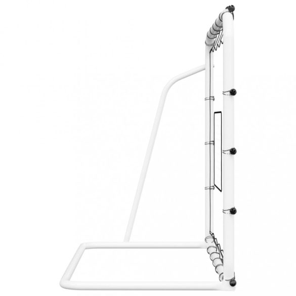 fehér-fekete acél és PE visszapattanó futballháló 184x61x123 cm