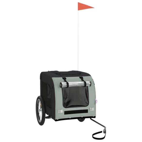 fekete-szürke oxford szövet és vas kisállatszállító utánfutó