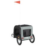 fekete-szürke oxford szövet és vas kisállatszállító utánfutó