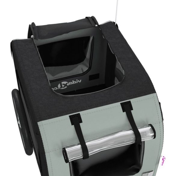 fekete-szürke oxford szövet és vas kisállatszállító utánfutó