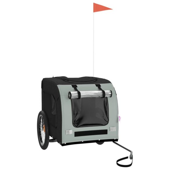 szürke-fekete oxford szövet és vas kisállatszállító utánfutó