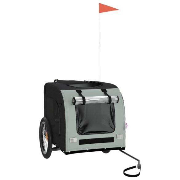 szürke-fekete oxford szövet és vas kisállatszállító utánfutó