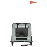 szürke-fekete oxford szövet és vas kisállatszállító utánfutó