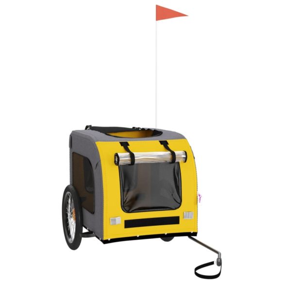 sárga-szürke oxford szövet és vas kisállatszállító utánfutó