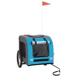 kék-szürke oxford szövet és vas kisállatszállító utánfutó