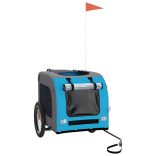 kék-szürke oxford szövet és vas kisállatszállító utánfutó